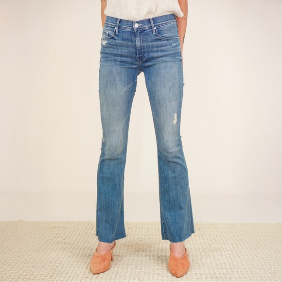 MOTHER Denim - Mother The Weekender Fray Flare Jeans - Graffiti Girl Distressed Wash - Size 27